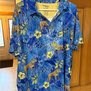Birdie Bound Bright Jungle Print Men's Polo Shirt NWT XL